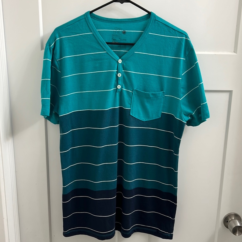 On The Byas Striped Teal Shirt